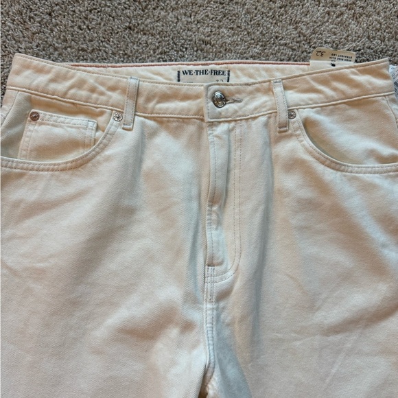 Free People jeans the Pacifica high rise slim straight jeans ivory size 32 NWT - Picture 3 of 9